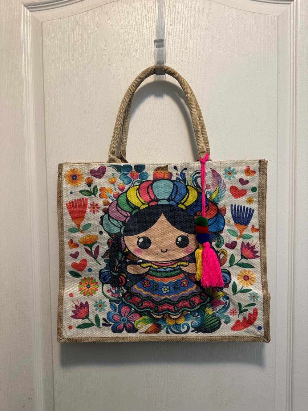 Lele Doll Jute Tote Bag